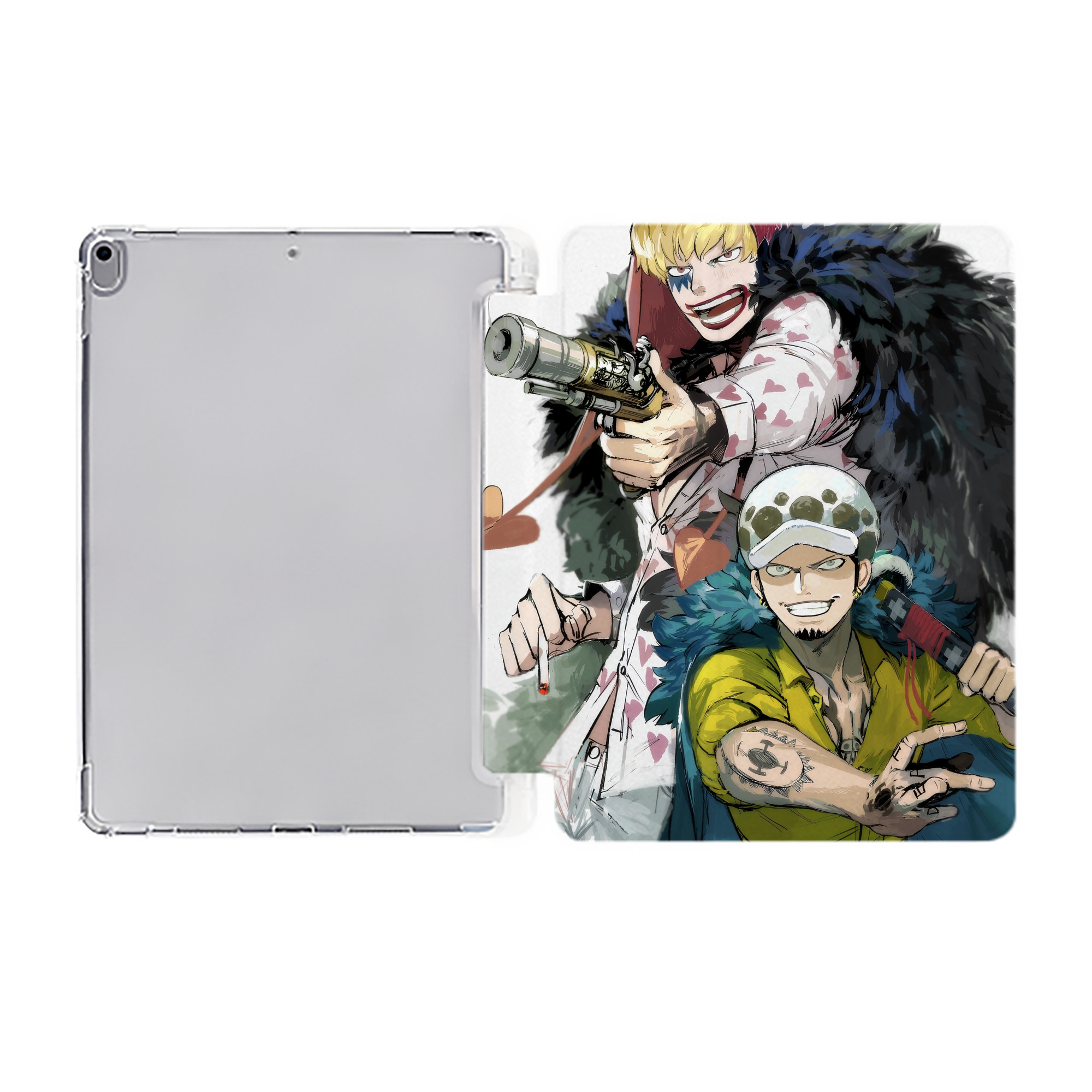 （画像用） ワンピース ONE PIECE IPad ケース ペン収納付き 三つ折りスタンド PUレザー×シリコン 対応機種9.5/10.5/10.9インチ
